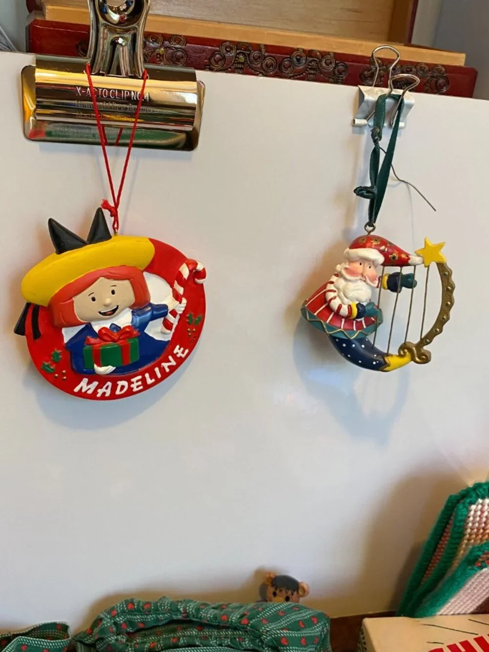VTG Lot Christmas Ornaments Shiny Brite Embroidered Apron Cookie Cutter Madeline